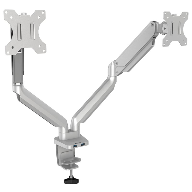 Fellowes bras double moniteur Platinum Series, argent, jusqu'à 32 pouces, capacité 8 kg par bras